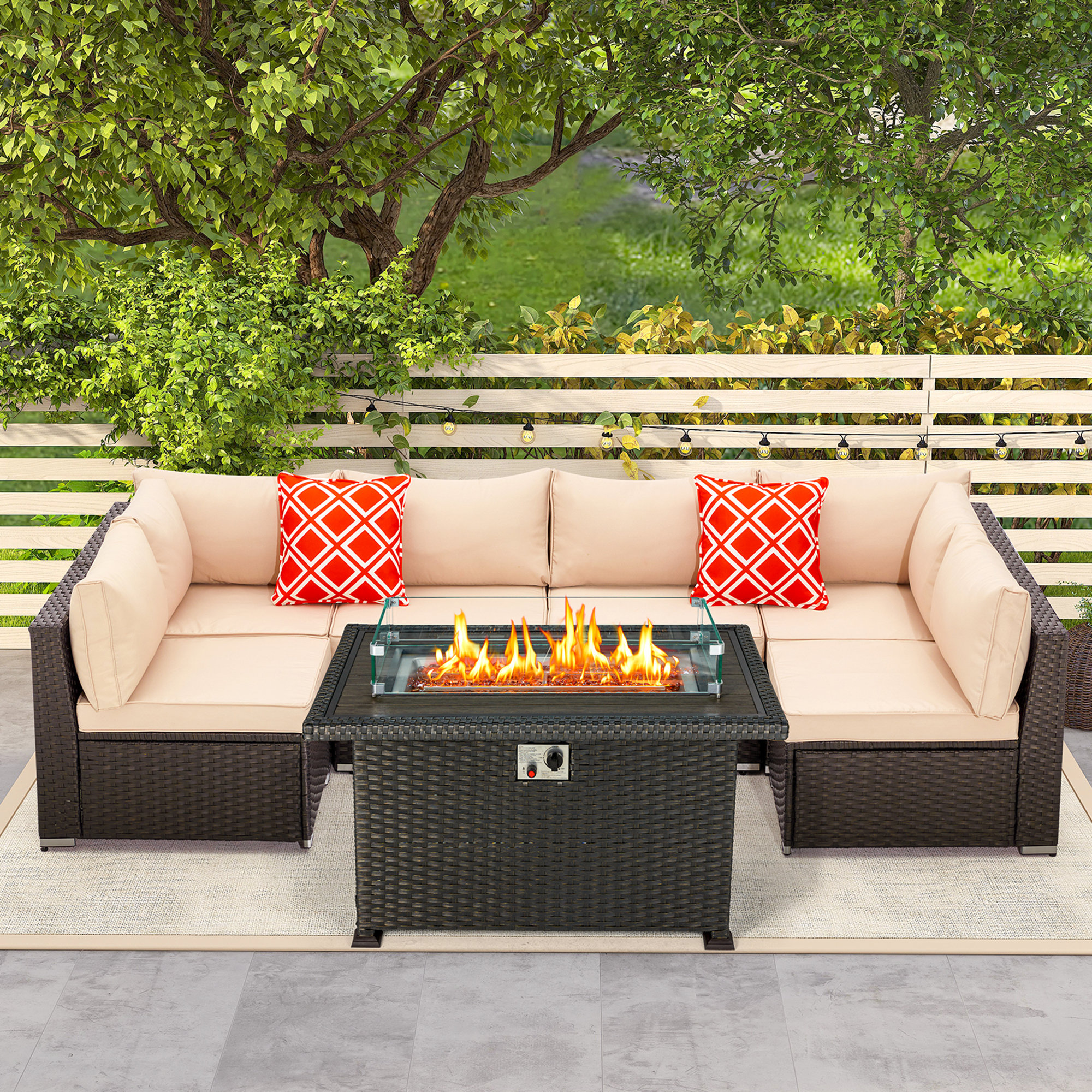 Outdoor sectional with propane deals fire pit