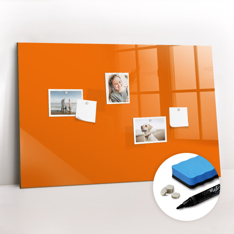 Magnetic Glass Dry Erase Board, Orange