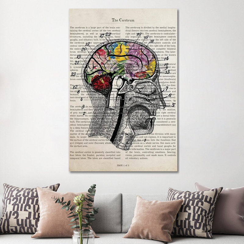 Brain Flower Collage Anatomy Print by Aged Pixel - Wrapped Canvas Print, 152.5 cm H x 101.5 cm W x 3.175 cm D