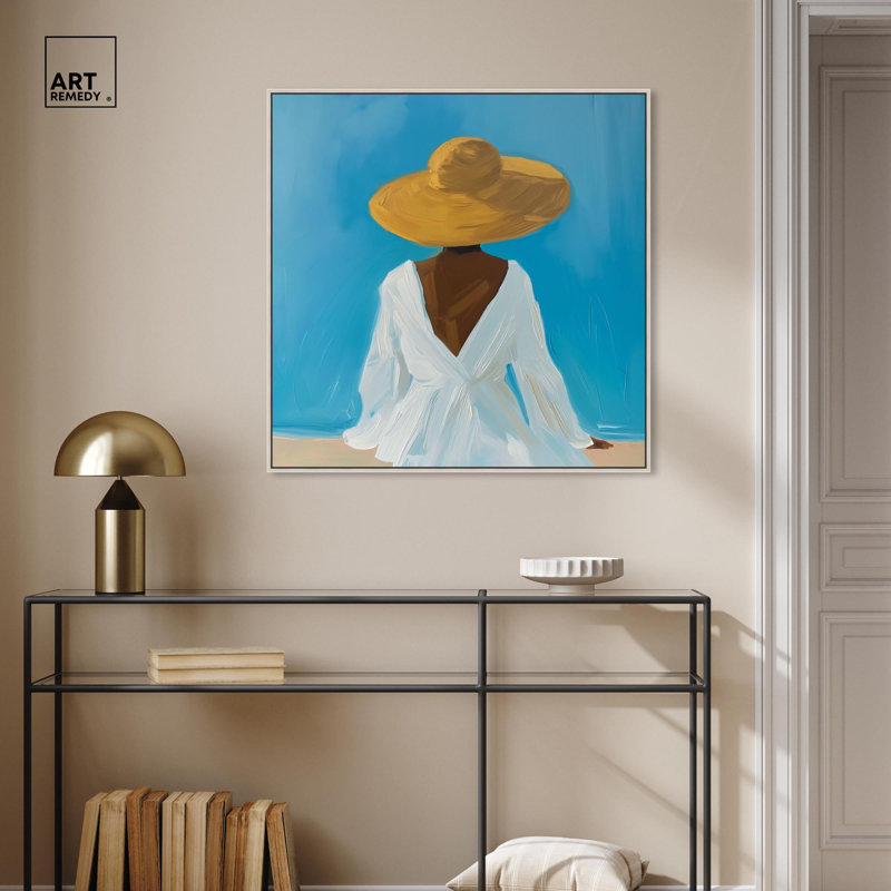 «Yellow Glow I», art de plage moderne par Art Remedy, Encadrement argenté, H 31 po x l 31 po x P 2 po