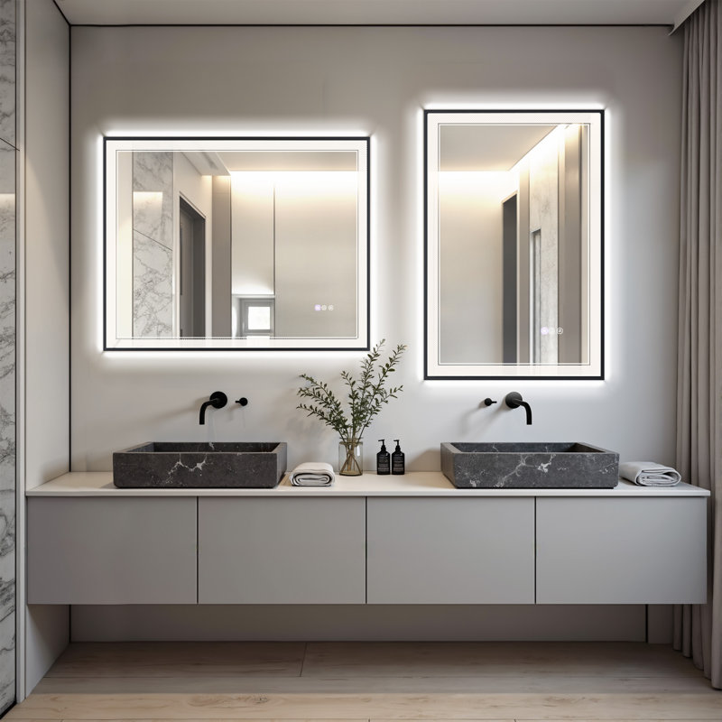 Front &back Led Anti-fog Tempered Glass Framed Vanity/bathroom Mirror, 32" x 40"