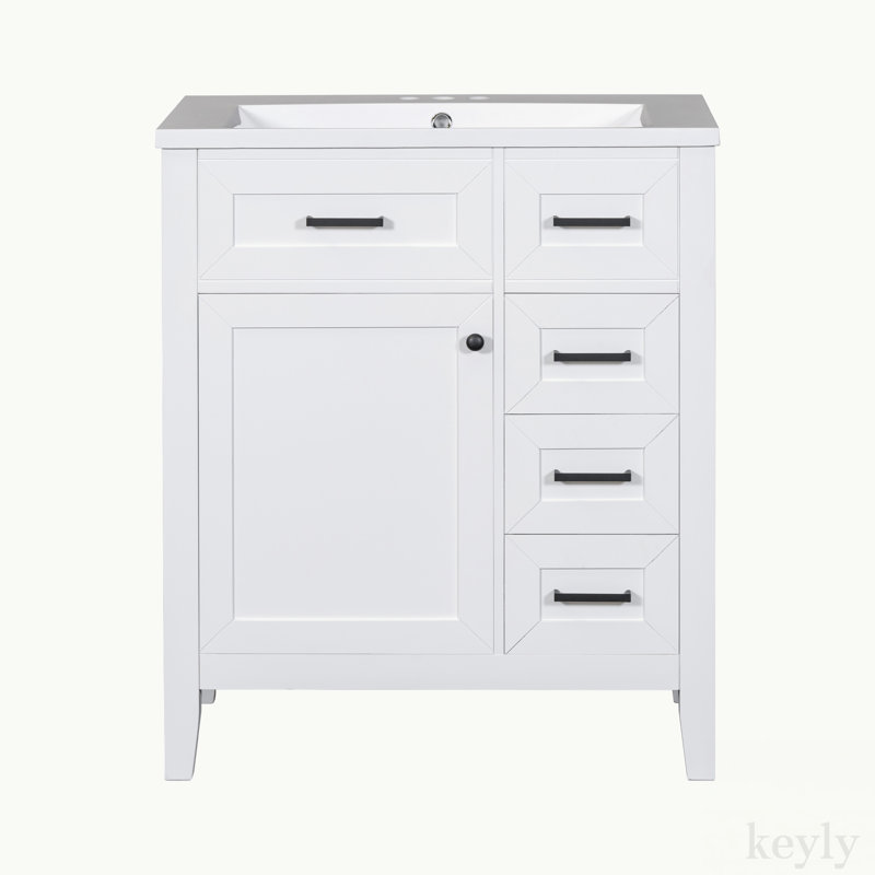 Meuble-lavabo simple 30 po avec plateau Phileas, Blanc