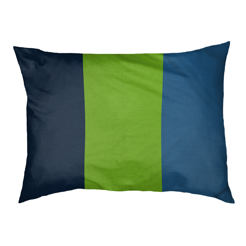 Oreiller rectangulaire designer, Moyen (L 30 po x l 40 po), Bleu minuit / vert aurore / bleu lac
