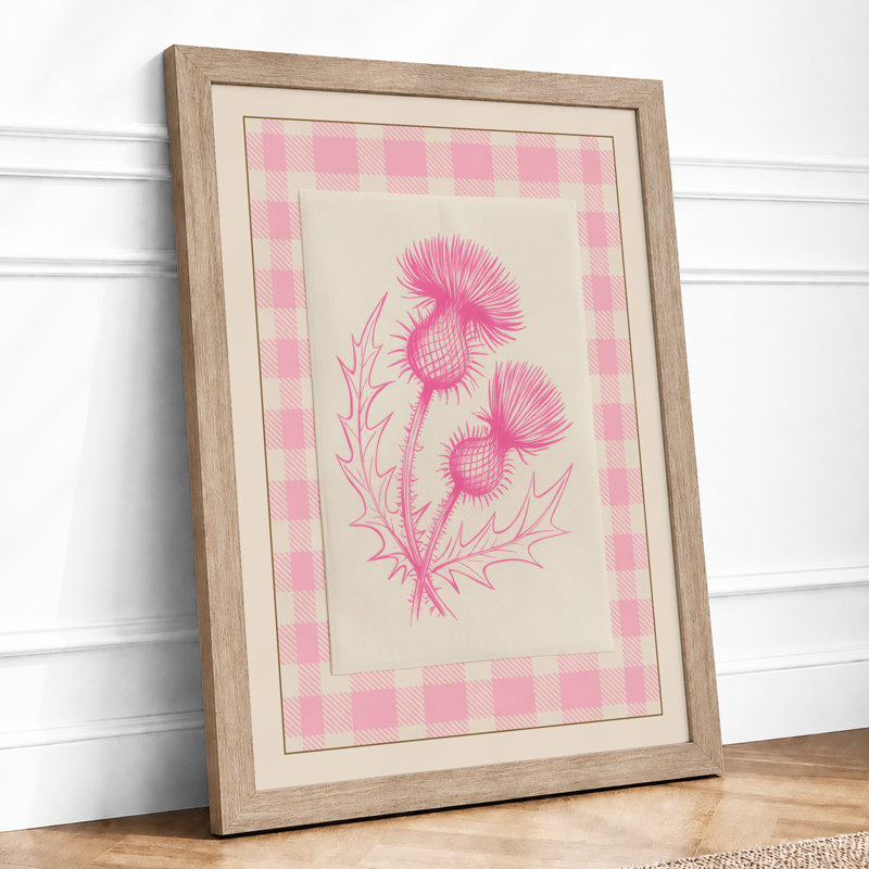 Three Thistles Botanical - Framed Print, A3 - 42.0 x 29.7 cm, Oak
