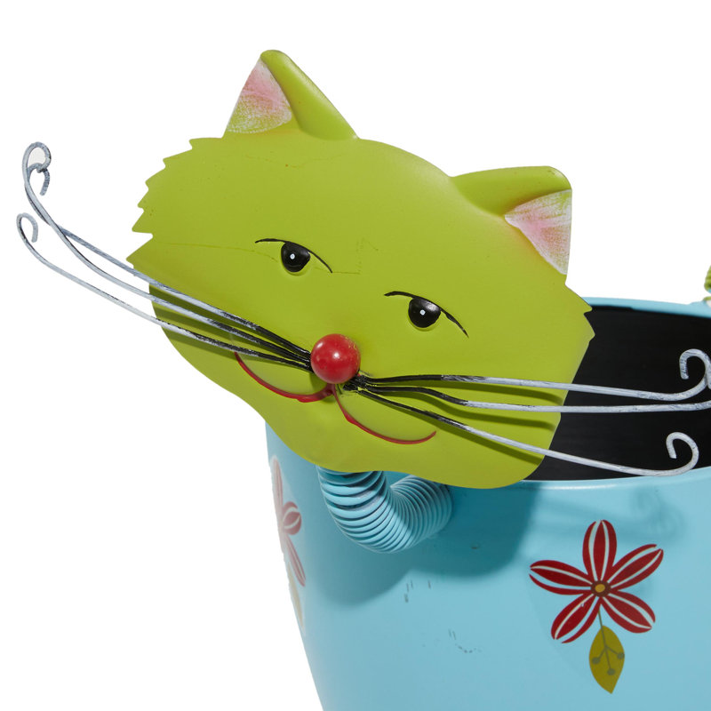 1 pot d'intérieur en métal pour chat avec motif floral