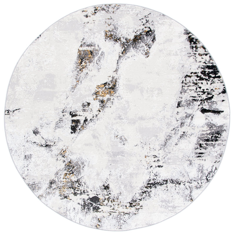 Tapis gris / or / noir Battaglia, Rond 6 pi 7 po