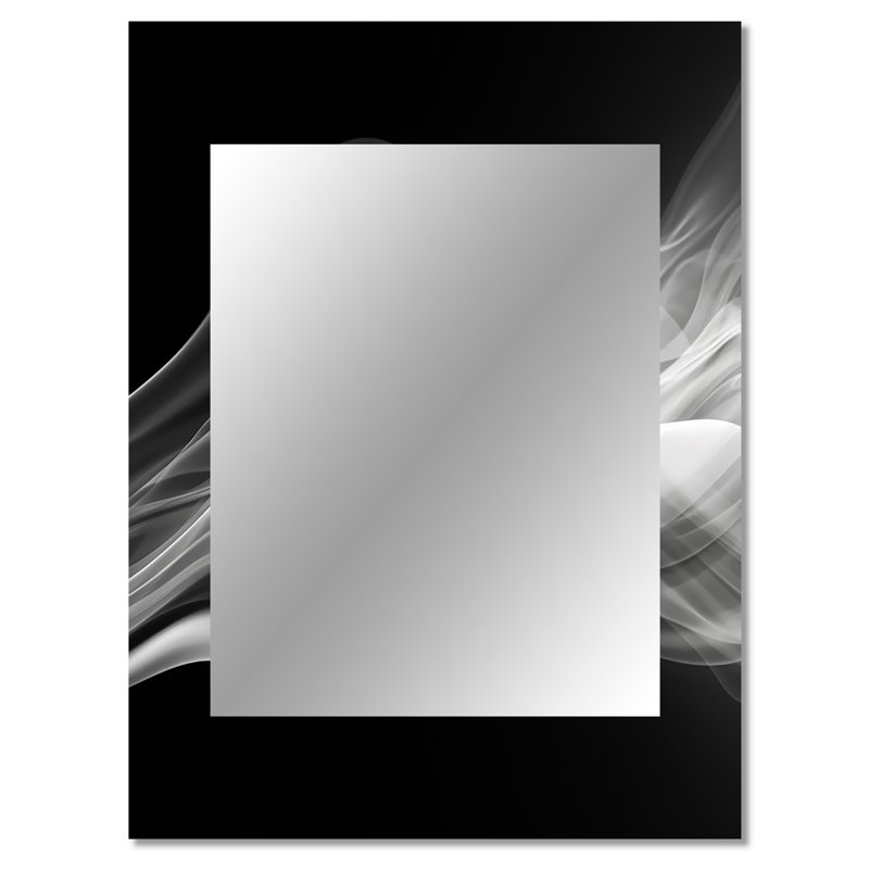 Black White Contemplative Abstraction II - Modern Rectangular Wall Mirror, 40 po x 30 po