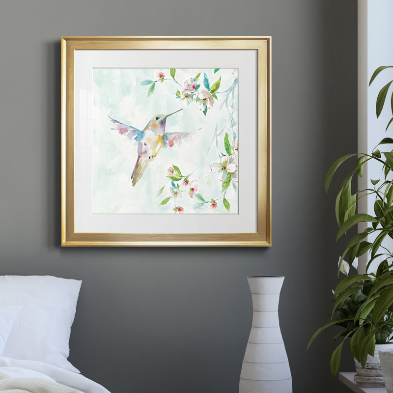 Colibri I - cadre photo, reproduction d'art sur papier, Encadrement doré, H 30,5 po x l 30,5 po x P 1,5 po