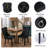 36" Glass Dining Room Table Set for 4, 5-Piece Round Black Dining Table with Metal Legs,  4pcs Velvet Upholstered Chairs with Wood Legs, Glass Kitchen Table and Chairs Set-466617173