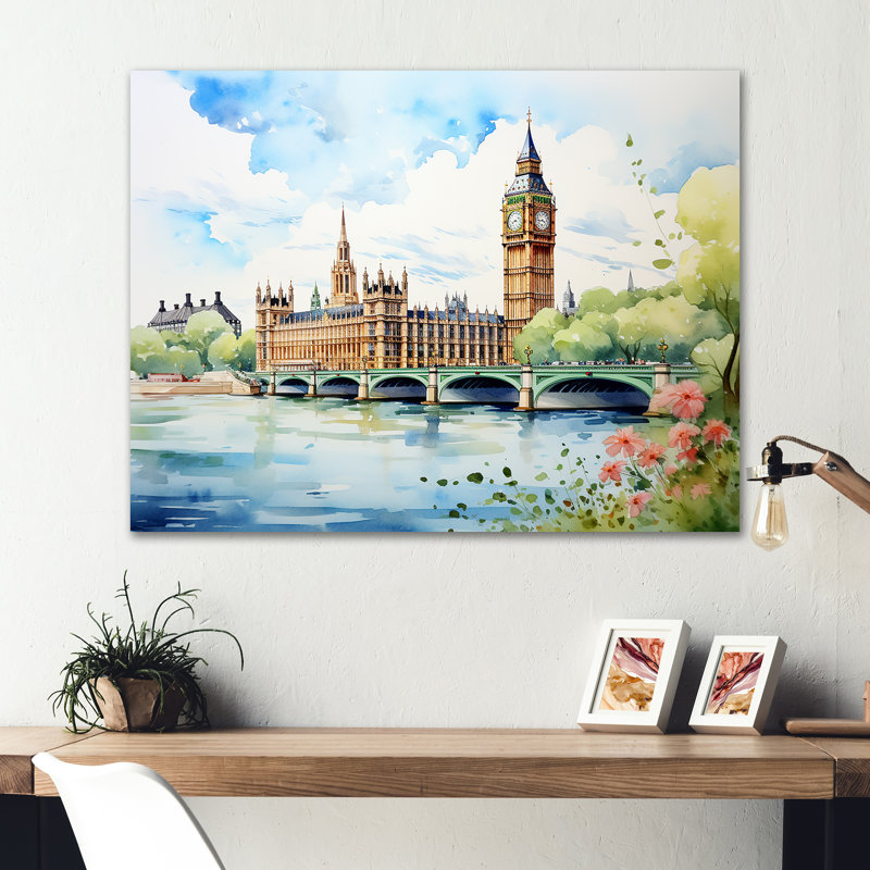 Big Benlondon Skylines III - City London Wall Ar, 16" H x 32" W x 1" D