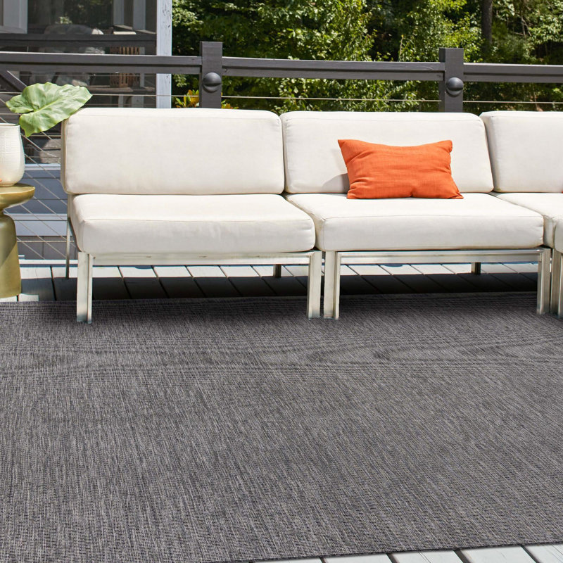 Avaughn Black Indoor/Outdoor Area Rug, Rectangle 7'10" x 10', Black