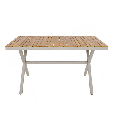 55.12" Rectangular Outdoor Dining Table With X-Shaped Legs, Weather-Resistant For Backyard, Garden, Deck And Poolside