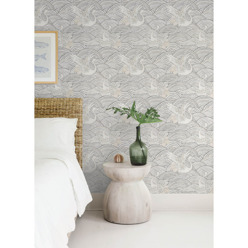 Navarres Stripe Faux Linen Wallpaper, Gray