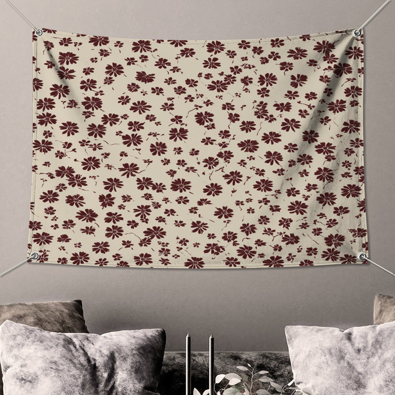 Tapisserie murale florale - Décoration murale à motif, 68in H x80in W with 4 Grommets