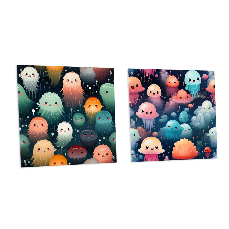 Ensemble de 2 papiers peints Slimy Jellyfish, H 36 po x l 73 po
