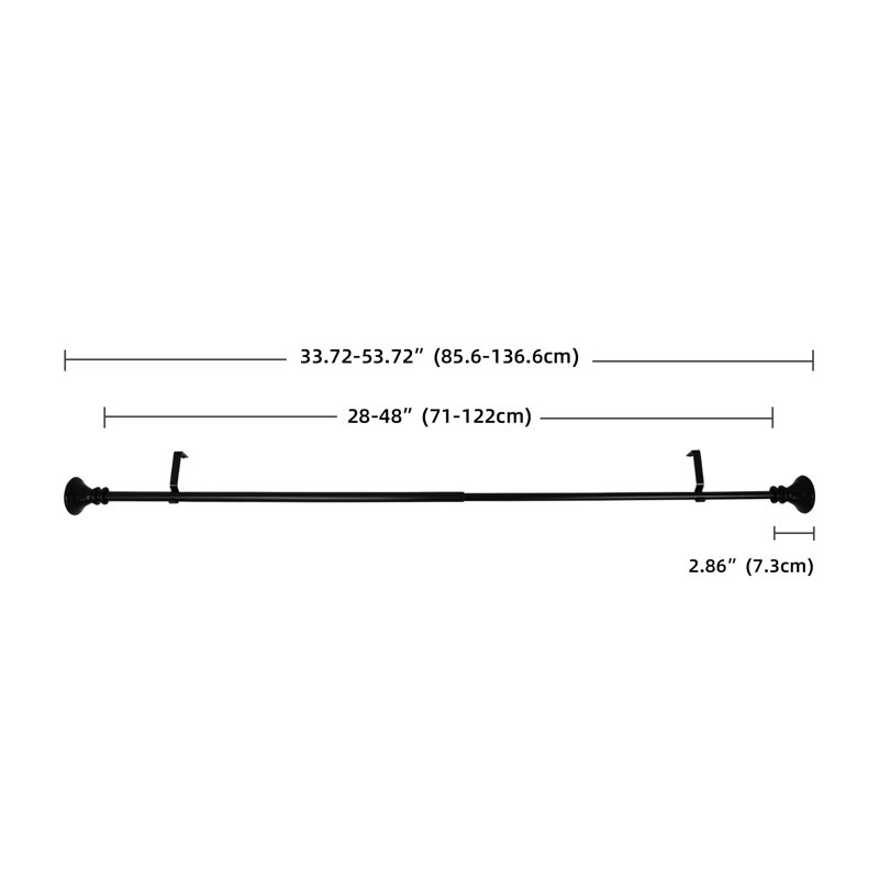 Fer réglable Taouk 0,75 po, Noir, H 2,72 po x l 53,72 po x P 2,72 po