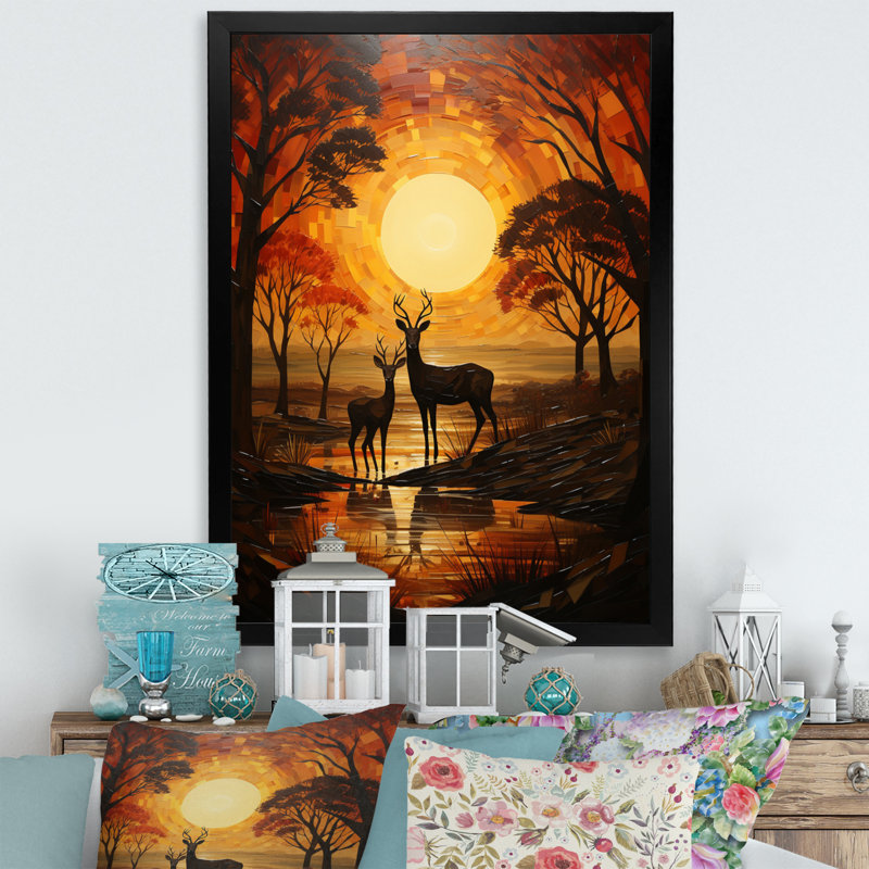 Letonya " African Savannah Symphony IV ", Black Picture Framed, 40" H x 30" W x 1.5" D
