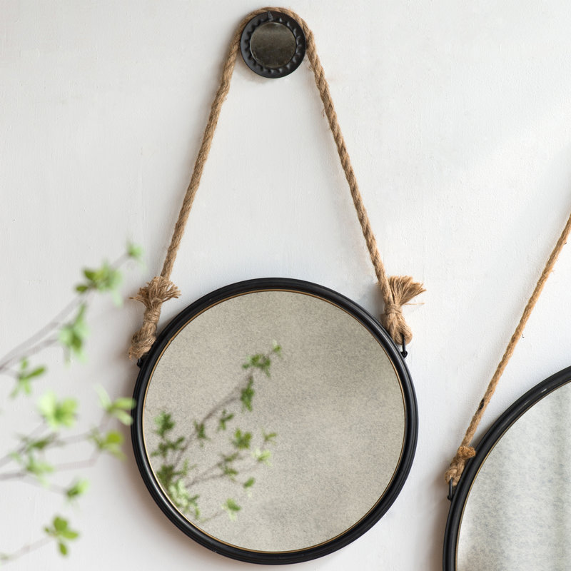 19.5" in  Round Mirror with Rope Strap