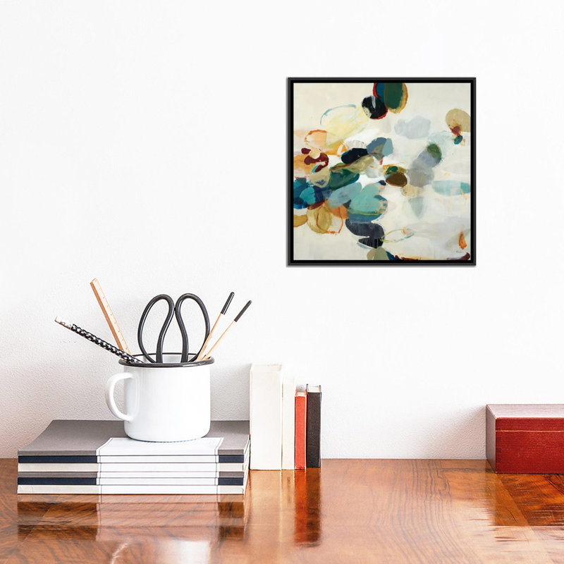 « dispersed pierres », impression sur toile, H 37 po x l 37 po x P 1,5 po, Toile avec cadre noir, Pas de tapis