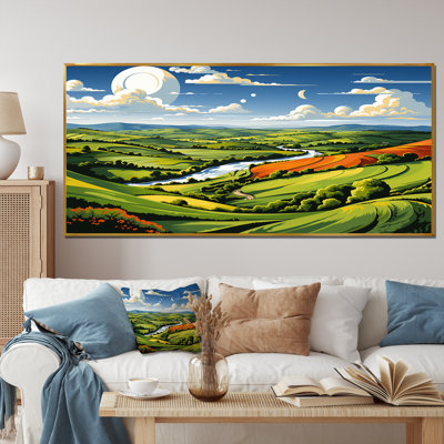 Art mural minimaliste multicolore, paysage II - prairie, art mural