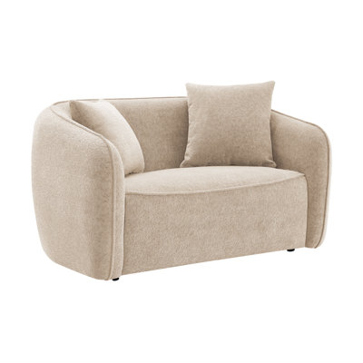 Causeuse Keith en chenille beige avec 2 coussins décoratifs assortis