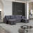 Modern Sofaartemax  U-Shape Pull-Out Sleeper Sectional Sofa With Double Storage Spaces , Gray