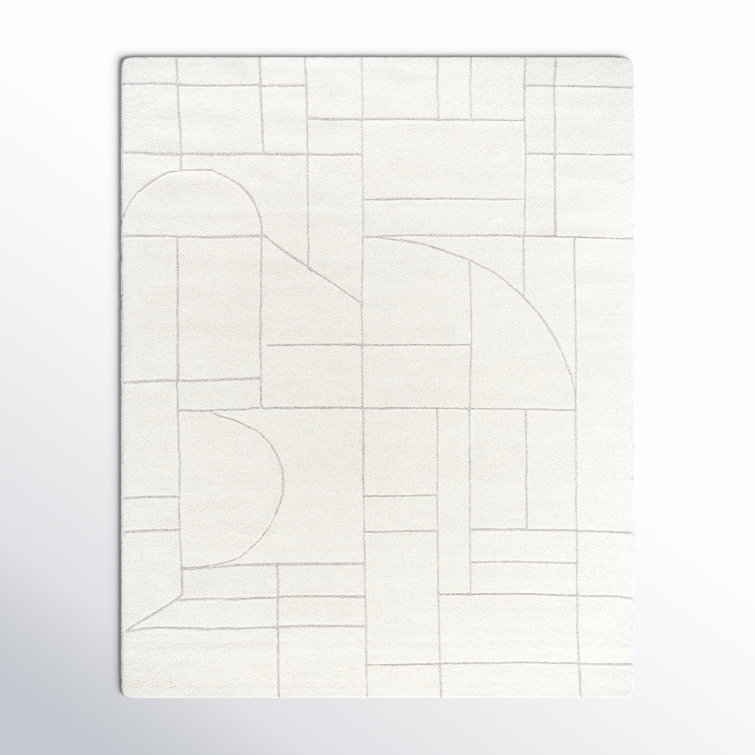 Rectangle Lorette Wool Area Rug with Non-Slip Backing