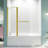 Frameless Folding Pivot Bathtub Door, 1/4" (6Mm) Thick Sgcc Clear Tempered Glass Door, Bathroom Pivot Bifold Shower Tub Door Panel, Reversible Installation-115606641