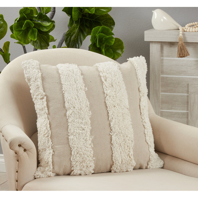 Raissa Collection Striped Cotton Throw Pillow, Down Blend