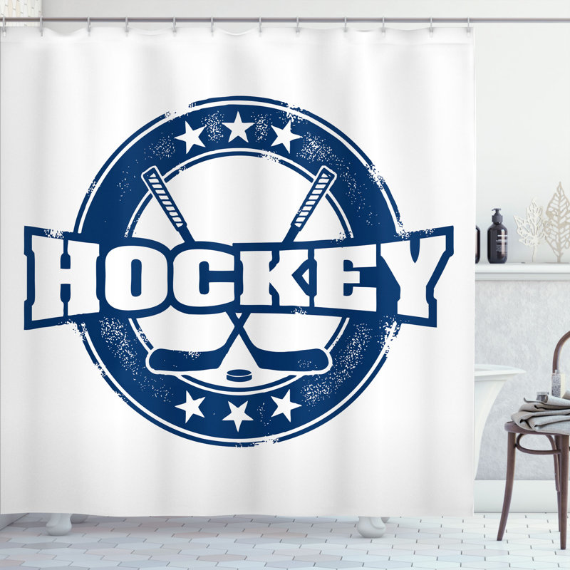 Ensemble de rideau de douche et crochets de hockey, H 69 po x l 105 po