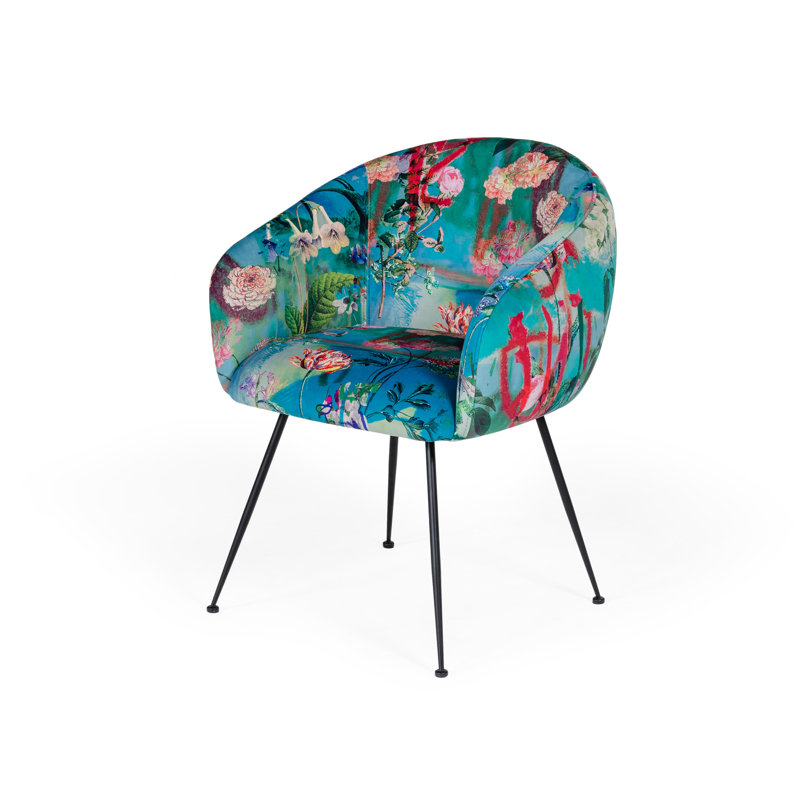 Osbourn 19'' H Velvet Upholstered Armchair, Black