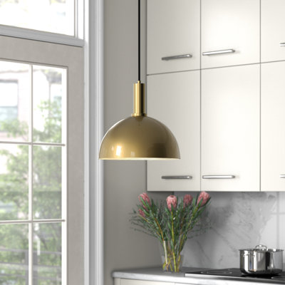 Luminaire suspendu simple en forme de dôme en métal à 1 lumière Jontez