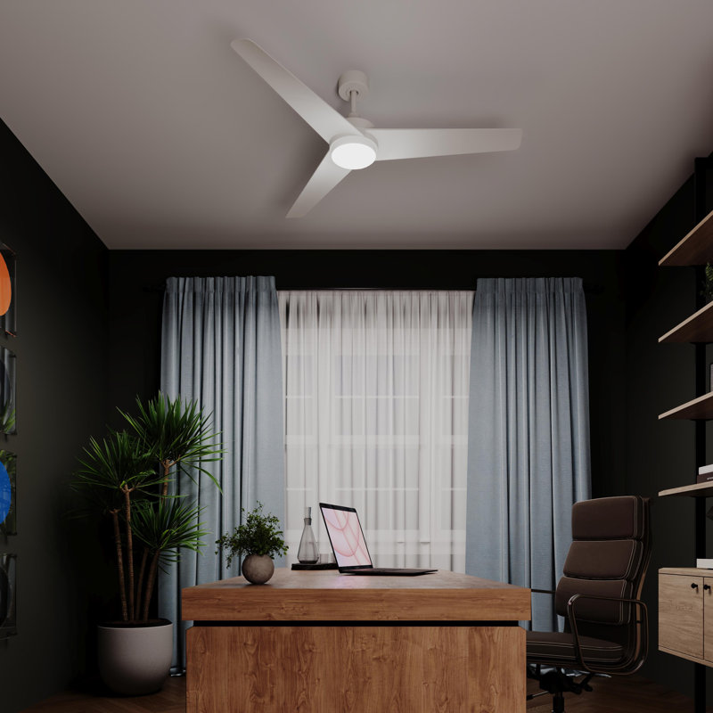 Velto 60" 3-Blade Indoor Matte White Smart Ceiling Fan with LED Light and Wall Control Powered by Bond Home App, Matte White