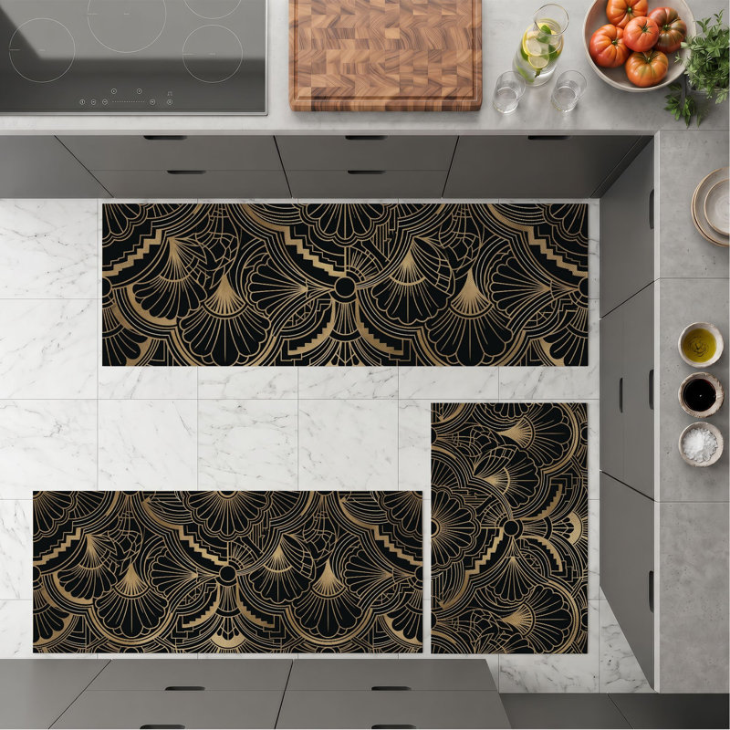 Art Deco Non-Slip Washable Kitchen Mats