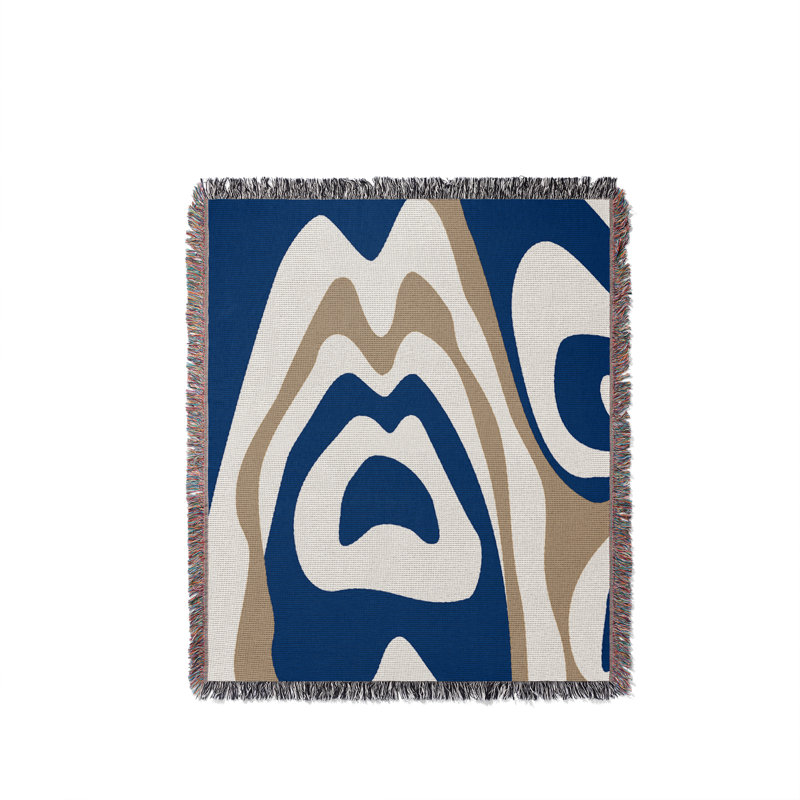 Jeté en coton à imprimé animal, 50 x 70, Navy Blue; Beige