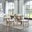 Darla 5Pc 70"W Rectangular Walnut Oak Geometric Cross Base Dining Set