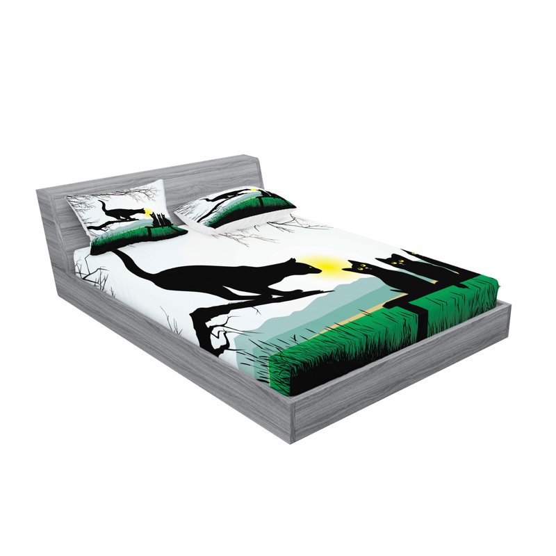 Multicolore drap-housse et coussin décoratif Ambesonne, Ensemble de draps pour lit double + 5 pièces supp