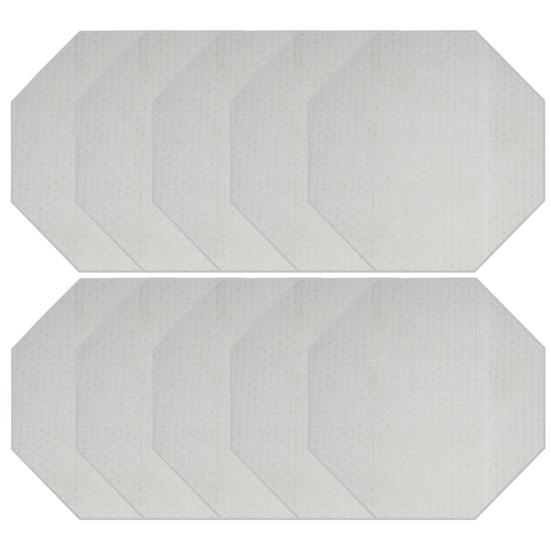 Ensemble de tapis géométriques touffetés géométriques ivoire, Octogone 2 pi