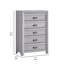 Commode haute Laide avec 5 tiroirs, poignées coupelles, placage gris