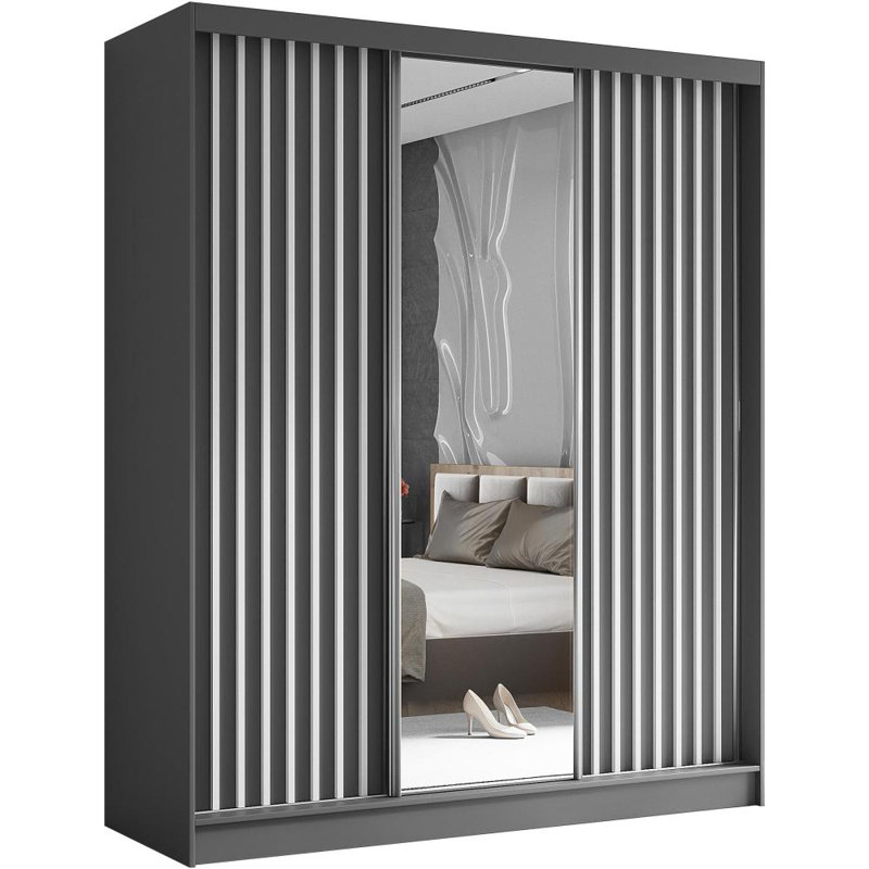 Brisen 3 Door Sliding Wardrobe, Dark Gray