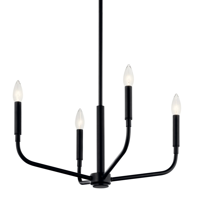 4-Light Black Convertible Chandelier, Black