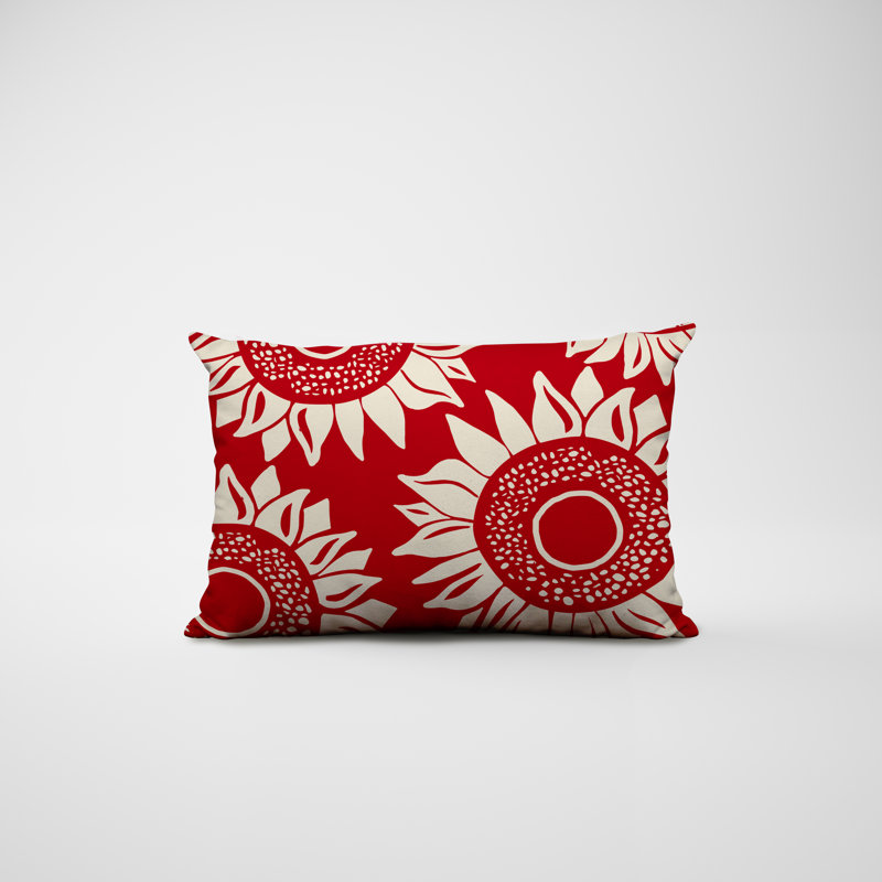 Polyester/Polyester Blend Lumbar Rectangular Indoor/Outdoor Pillow Cover & Insert, Red