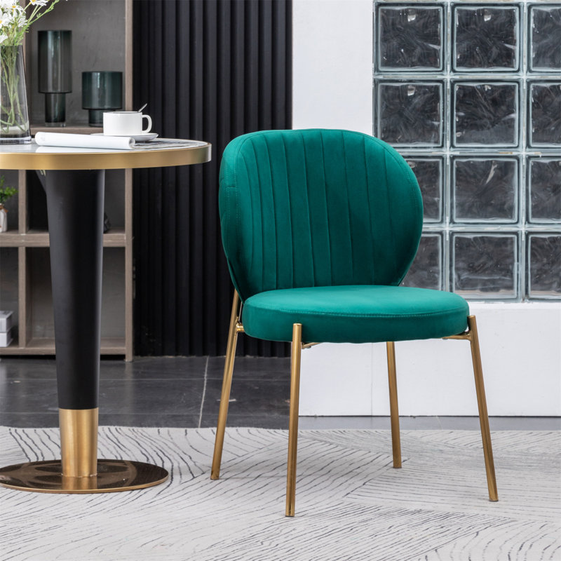 Chaise de salle à manger en velours, Vert