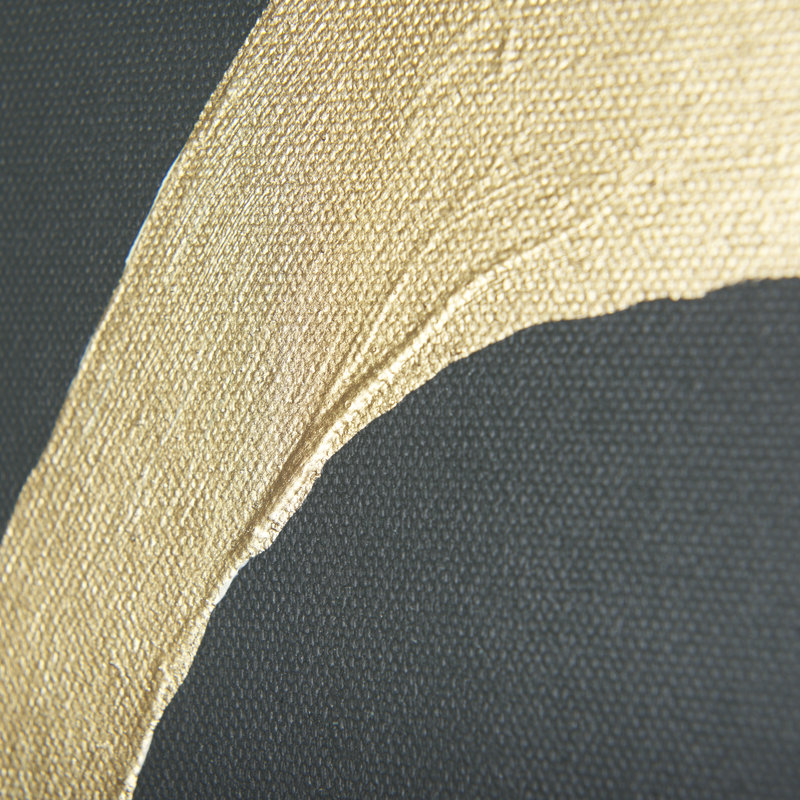 Free Lines Creamy by a Canvas Print, 60" H x 30" W x 1.5" D, Dark Green/Gold