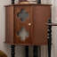 Armoire de coin en bois massif brun noyer + noir