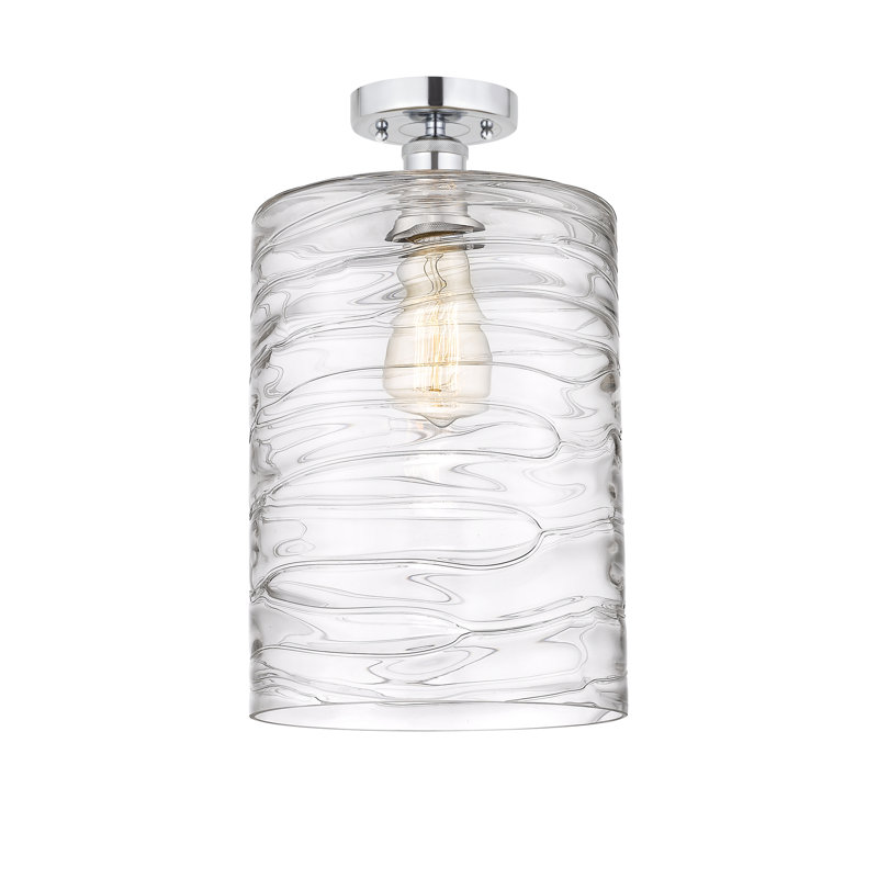 Anelise Glass Semi Flush Mount, Polished Chrome