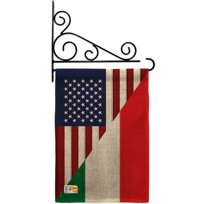 En toile jute à 2 côtés de l’amitié american italien, 19 x 13 po drapeau de jardin