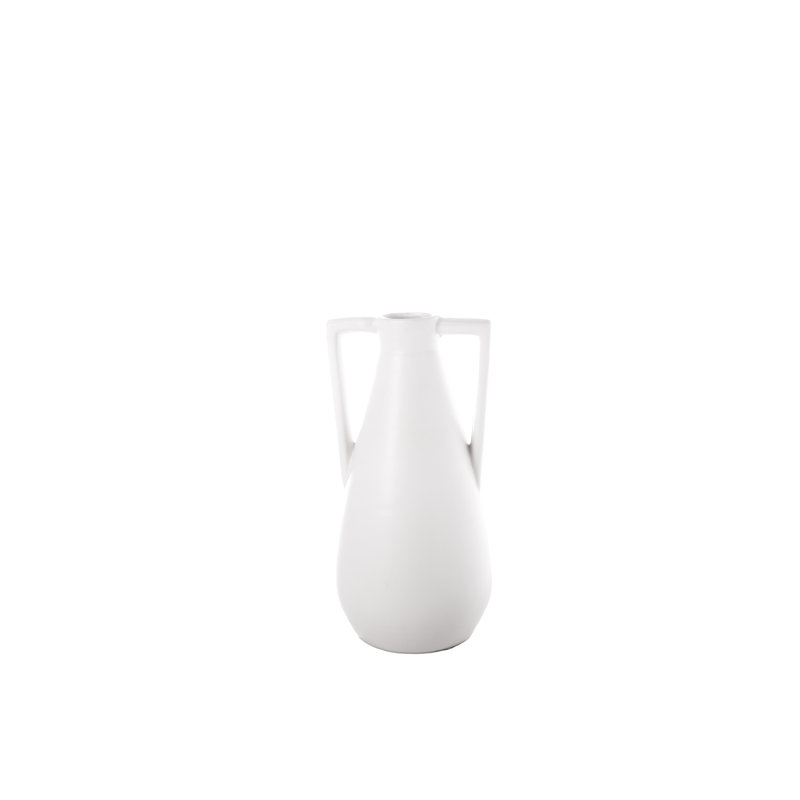 Vase en céramique avec poignées latérales Merisier, Blanc