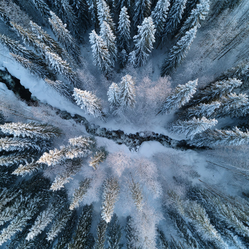 «Winter River», art mural sur toile tendue, H 12 po x l 12 po