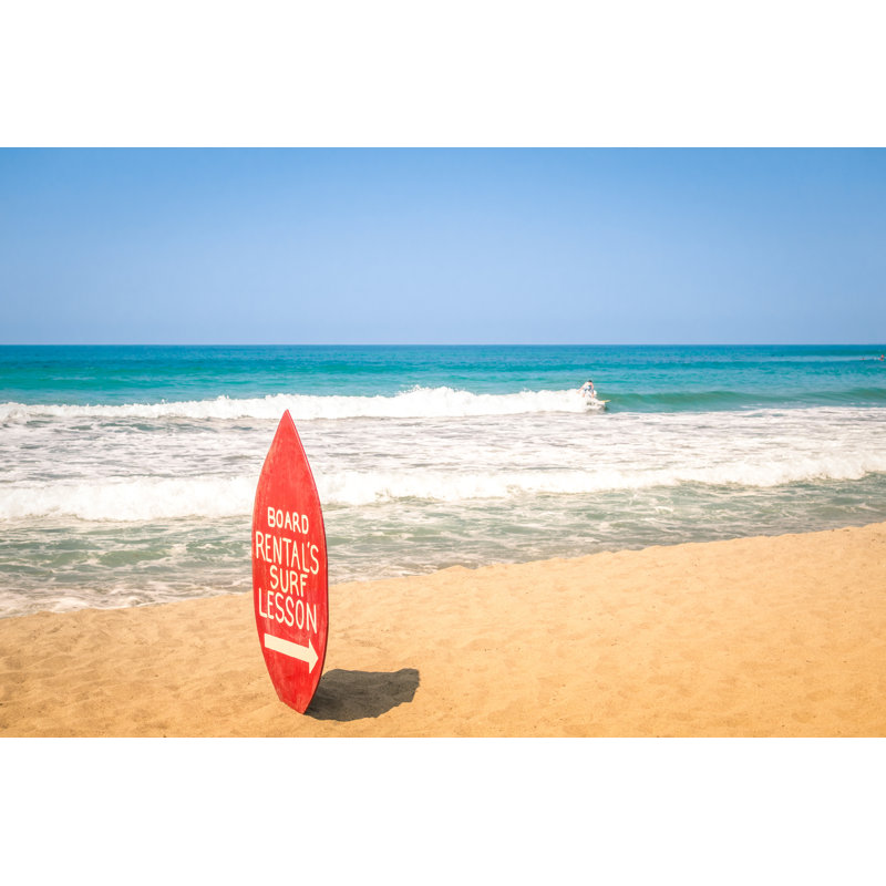 Surfboard At Beach - Wrapped Canvas Print, 51cm H x 76cm W x 3.8cm D
